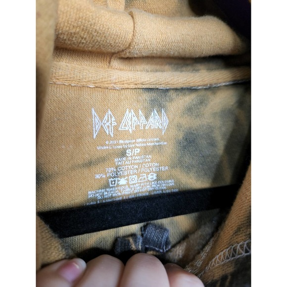 Def Leppard Bleach Tie Dye Hoodie Sweatshirt Small Retro Modern Shirt - Picture 3 of 5